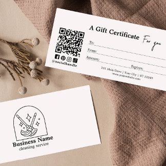 Carte Certificat cadeau de services de nettoyage minimal