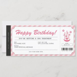 Carte Certificat cadeau de spa Day Treatment Pink
