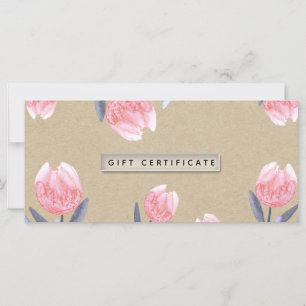 Carte Certificat-cadeau de tulipes aquarelles de Peach S
