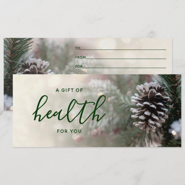 Carte Certificat cadeau de vacances pour l'arbre d'hiver (Devant / Derrière)