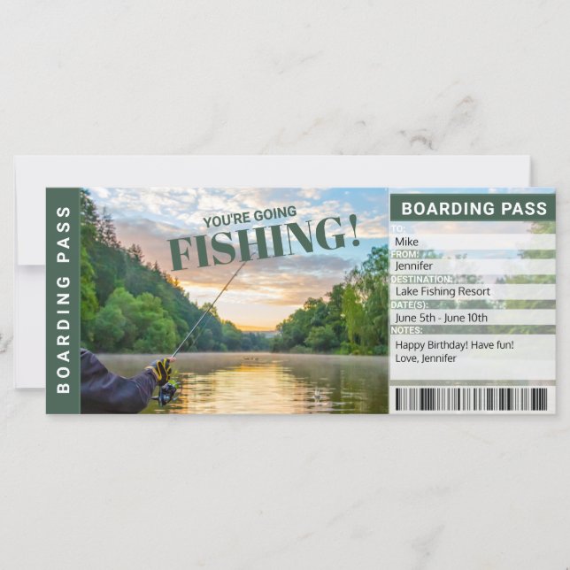 Carte Certificat cadeau de voyage surprise de pêche (Devant)