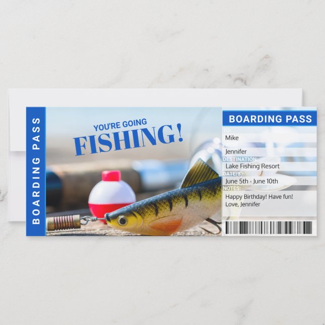 Carte Certificat cadeau de voyage surprise de pêche (Devant)
