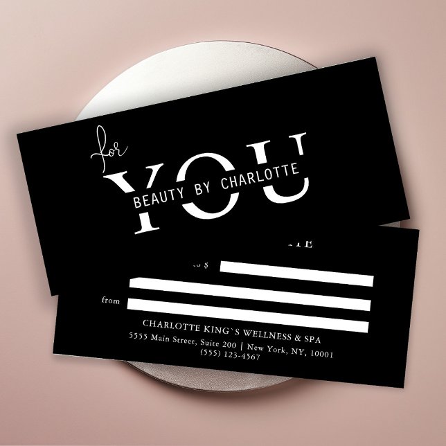 Carte Certificat cadeau d'entreprise (Personalized, BUSINESS GIFT CERTIFICATE! Black & White, modern, minimal with a luxury touch.
)