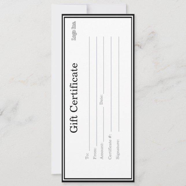 Carte Certificat cadeau d'entreprise avec logo personnal (Devant)