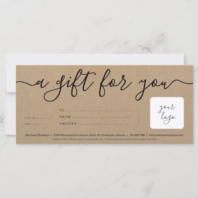 Carte Certificat cadeau d'entreprise avec logo | Simplem (Devant)