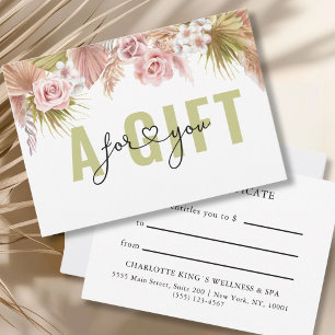 CARTE CERTIFICAT CADEAU D'ENTREPRISE   BOHO