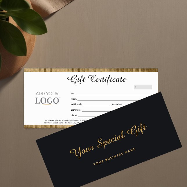 Carte Certificat cadeau d'entreprise | Bon Black & Gold (Business Gift Cards in Black & Gold)