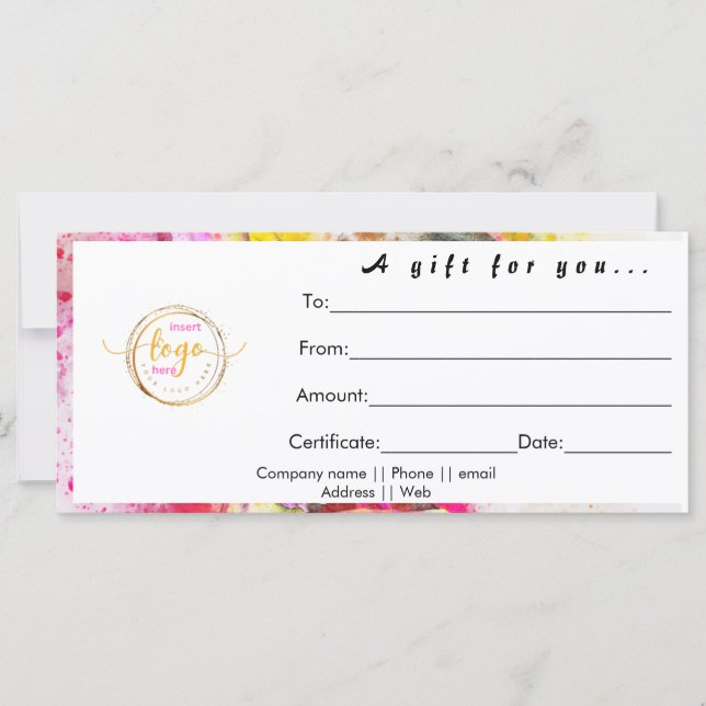 Carte Certificat cadeau d'entreprise classique et person (Devant)