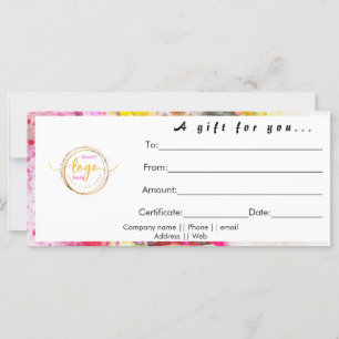 Carte Certificat cadeau d'entreprise classique et person
