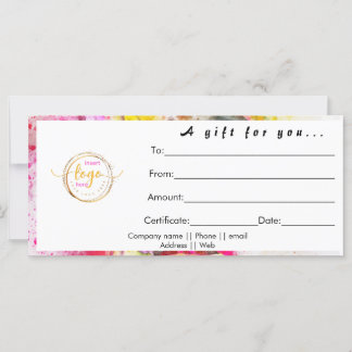 Carte Certificat cadeau d'entreprise classique et person