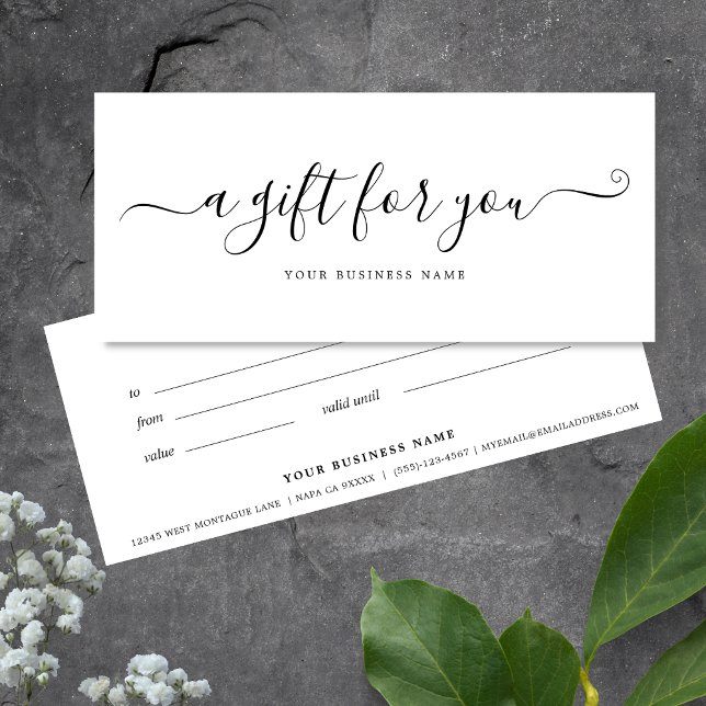 Carte Certificat cadeau d'entreprise Élégant simple (White Business Gift Certificate )