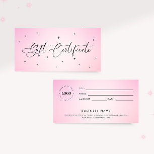 Carte Certificat cadeau d'entreprise flamme rose glamour