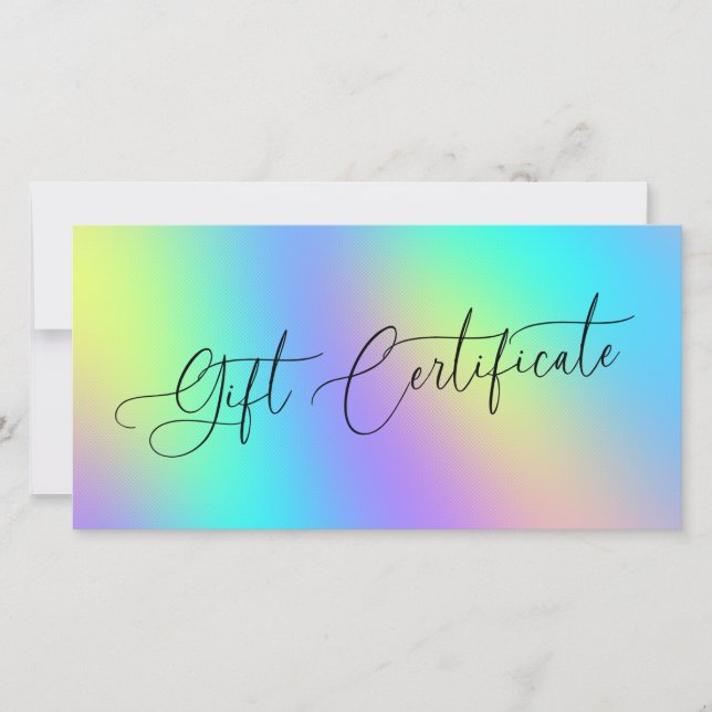 Carte Certificat cadeau d'entreprise Holographic Unicorn (Devant)