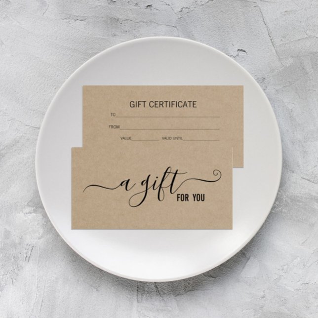 Carte Certificat cadeau d'entreprise minimaliste Kraft m (Créateur téléchargé)