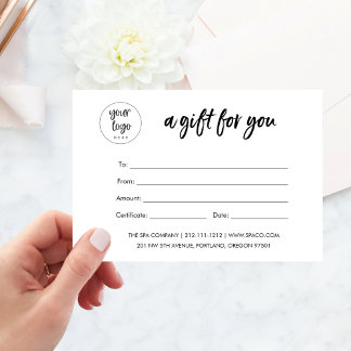 Carte Certificat cadeau d'entreprise moderne avec logo