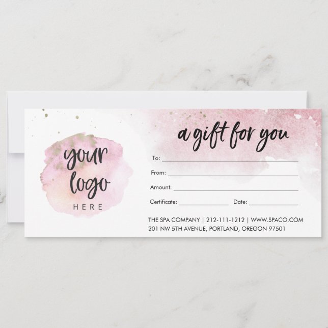Carte Certificat-cadeau d'entreprise moderne rose avec l (Devant)