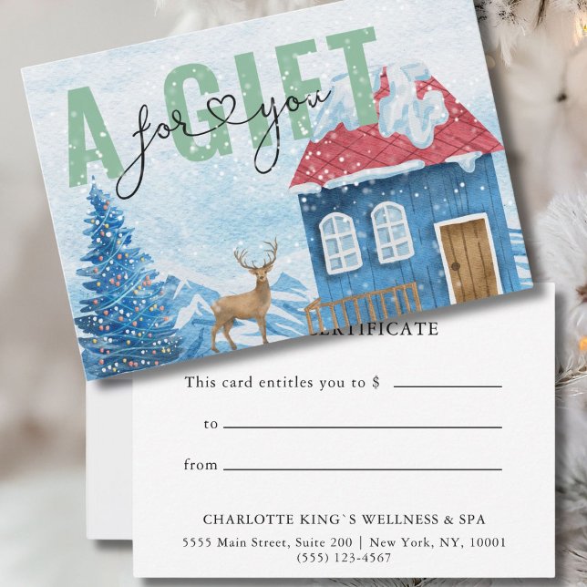 Carte CERTIFICAT CADEAU D'ENTREPRISE | Motif de neige de (BUSINESS GIFT CERTIFICATE | Christmas Winter)