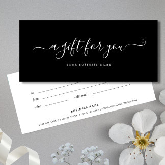 Carte Certificat cadeau d'entreprise noir et blanc