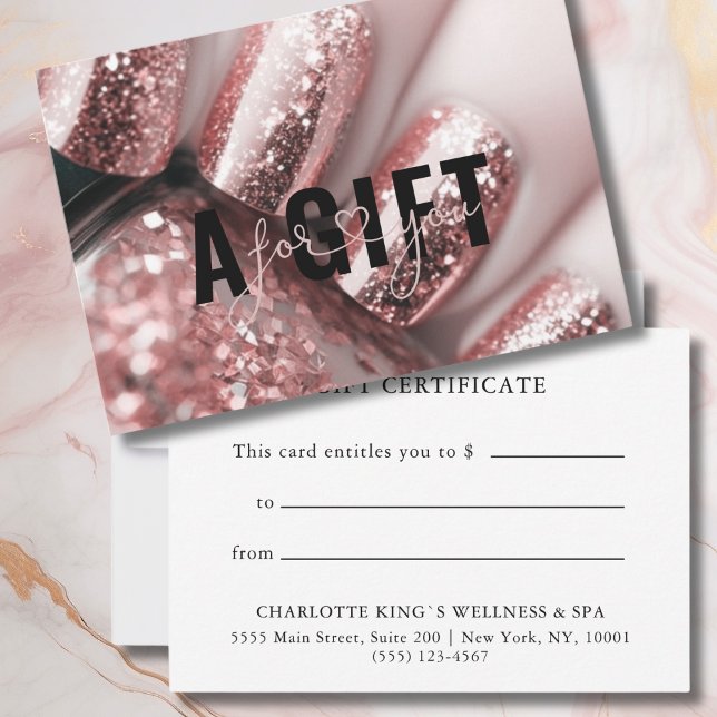 Carte CERTIFICAT CADEAU D'ENTREPRISE | Ongles de Parties (BUSINESS GIFT CERTIFICATE | Glitter Nails)