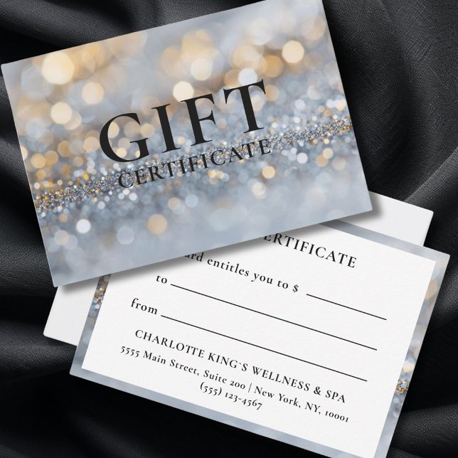 CARTE CERTIFICAT CADEAU D'ENTREPRISE | PARTIES SCINTILLA (SALON BUSINESS GIFT CERTIFICATE | GLITTER |)