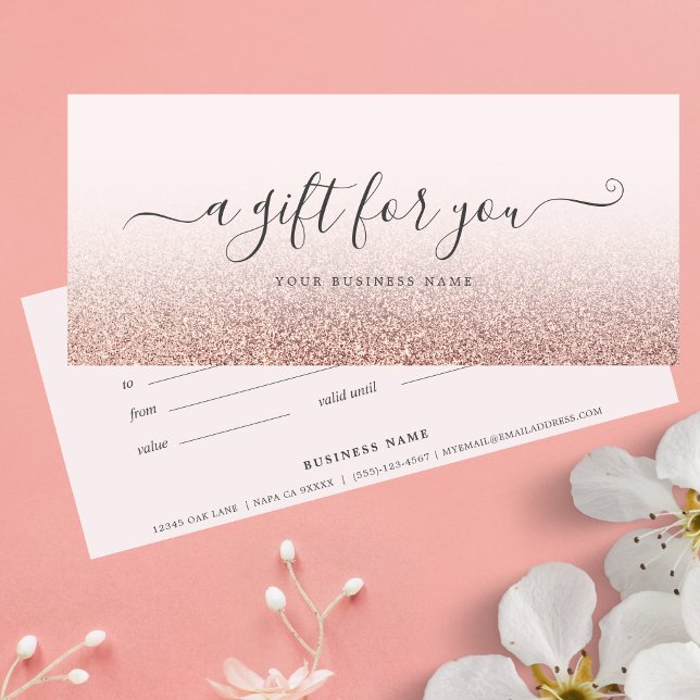 Carte Certificat cadeau d'entreprise Rose Gold Ombre (Rose Gold Ombre Gift Certificate)