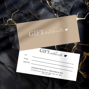 Carte Certificat cadeau d'entreprise spécifique au clien