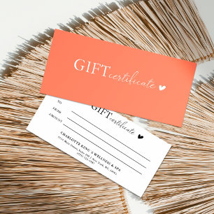 Carte Certificat cadeau d'entreprise spécifique au clien