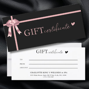 Carte Certificat cadeau d'entreprise spécifique au clien