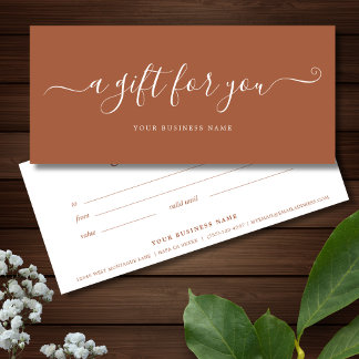Carte Certificat cadeau d'entreprise Terra Cotta Boho