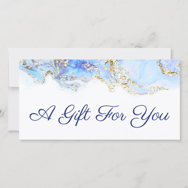 Carte certificat cadeau design en marbre bleu (Devant)