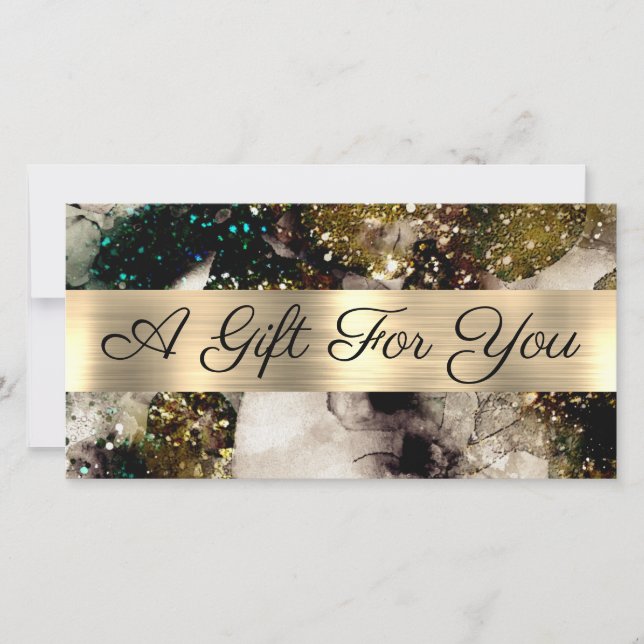 Carte Certificat cadeau d'olive émeraude vert aquarelle (Devant)