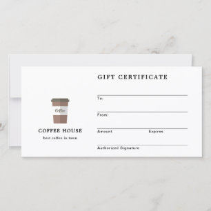 Carte Certificat-cadeau du Coffee Shop Black & White