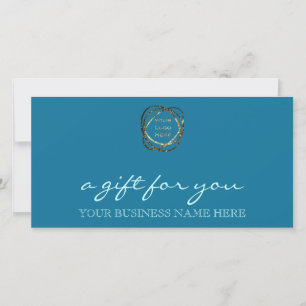 Carte Certificat cadeau du logo commercial tendance Aqua