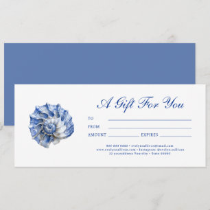 Carte Certificat cadeau du logo de coquillage bleu