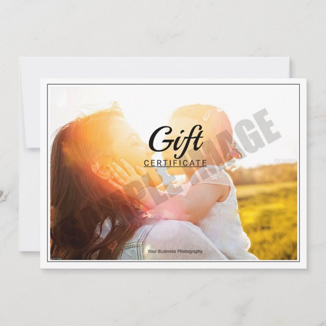 Carte Certificat cadeau du photographe (Devant)