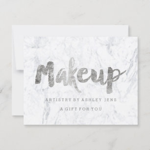 Carte Certificat cadeau écriture maquillage argent marbr