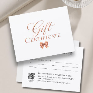 Carte Certificat Cadeau Élégant en Cuivre Blanc avec Rub