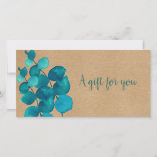 Carte Certificat Cadeau Élégant Rustique Feuilles d'Euca