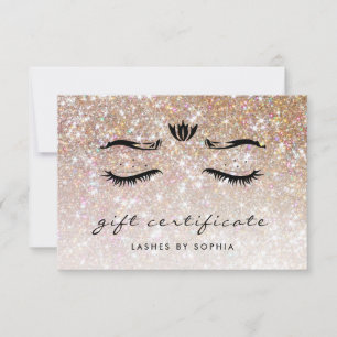 Carte Certificat cadeau Élégant Sparkly Champagne Lashes