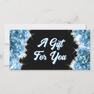 Carte Certificat cadeau en cristaux bleus