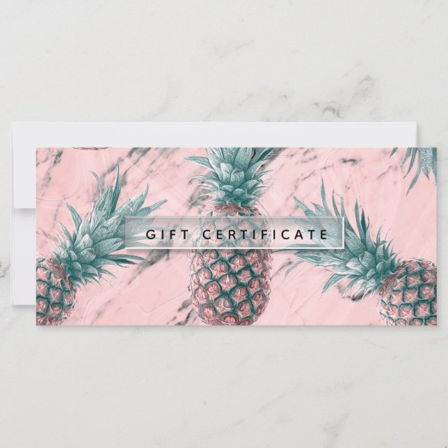 Carte Certificat cadeau en marbre rose ananas Swirl chic (Devant)