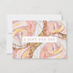Carte Certificat cadeau en marbre rose et Rose or