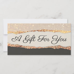 Carte Certificat cadeau en papier Shimmer noir or