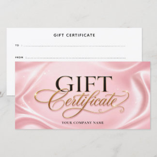 Carte Certificat Cadeau en Satin Rose Élégant