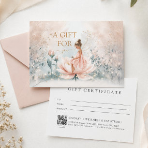 Carte Certificat Cadeau Entreprise Code QR Fée Capriceus