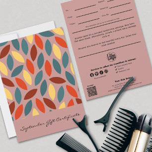 Carte Certificat Cadeau Entreprise de Service de Feuille