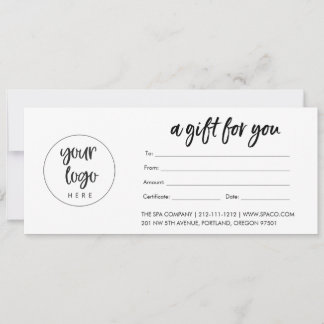 Carte Certificat Cadeau Entreprise Logo Moderne (Mat)