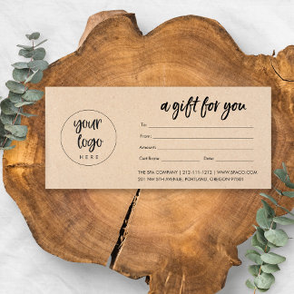 Carte Certificat Cadeau Entreprise Moderne Kraft Avec Lo