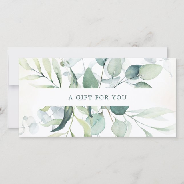 Carte Certificat cadeau Eucalyptus Green Rustic (Devant)