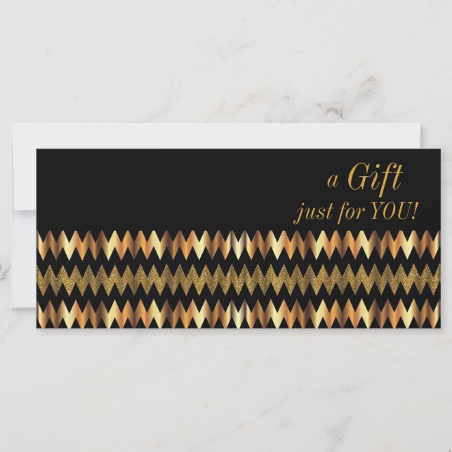 Carte Certificat cadeau Faux Gold Metallon Chevron (Devant)
